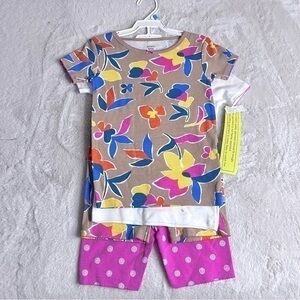 NWT Carters girls size 5 four piece cotton mix & match tropical pj set